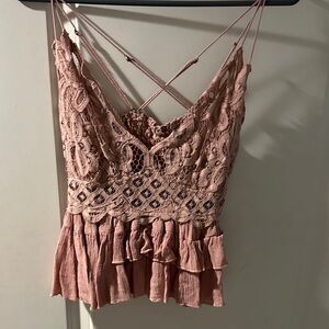 Free People Adella lace cami - Dusty Rose